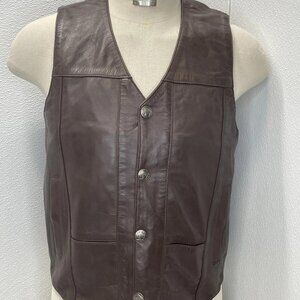 Milwaukee Men's Western‑Style V‑Neck Motorcycle Rider Vest – Brown – Size L